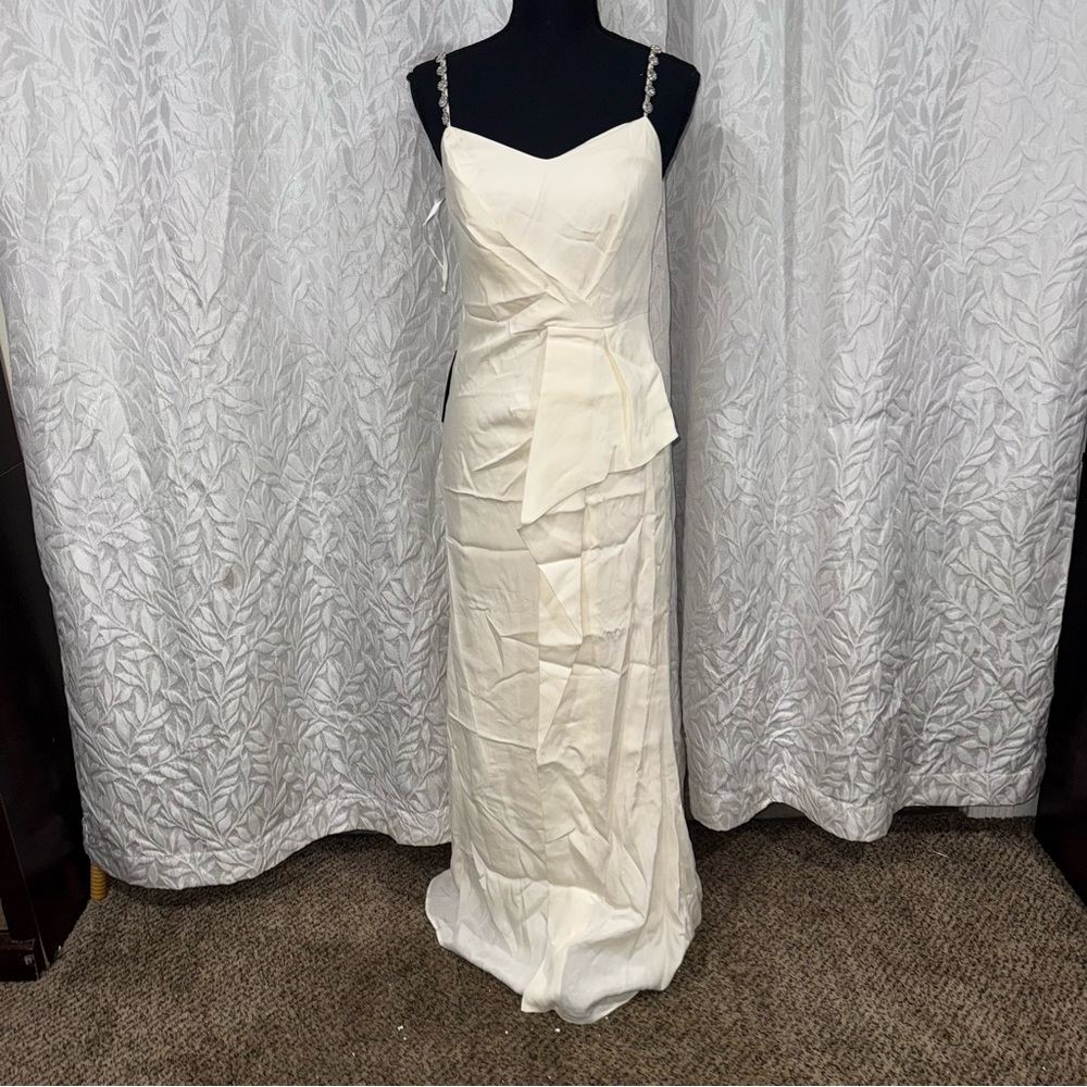 Ann Taylor ivory white and silver straps size 0 NWT bridal prom wedding dress - Picture 16 of 16